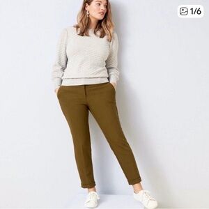 LOFT Slim Pants Doubleweave in Olive Green Ankle Pants. Women’s 12 (37x28)
